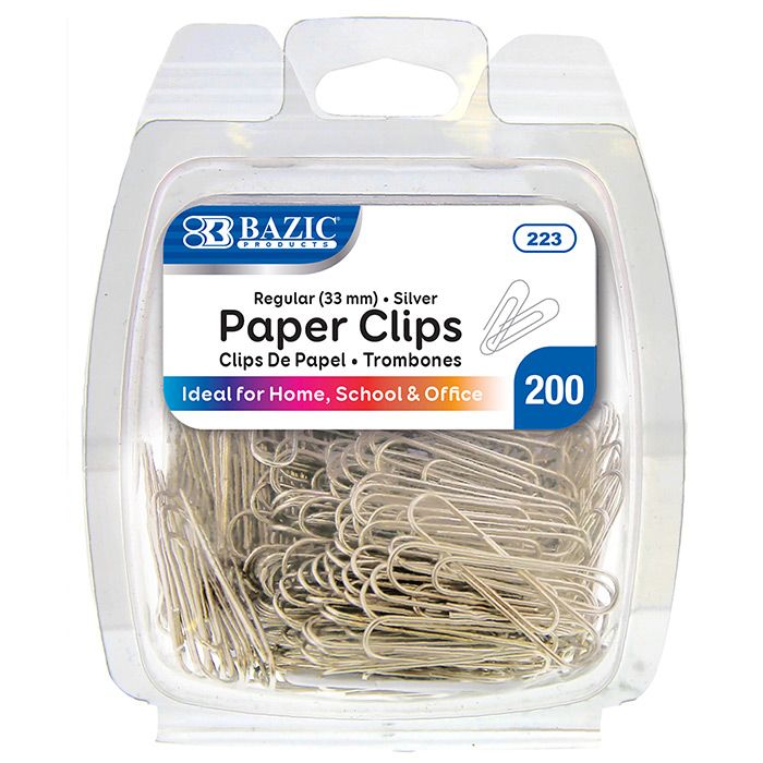 72 pieces of No.1 Regular (33mm) Silver Paper Clips (200/pack)