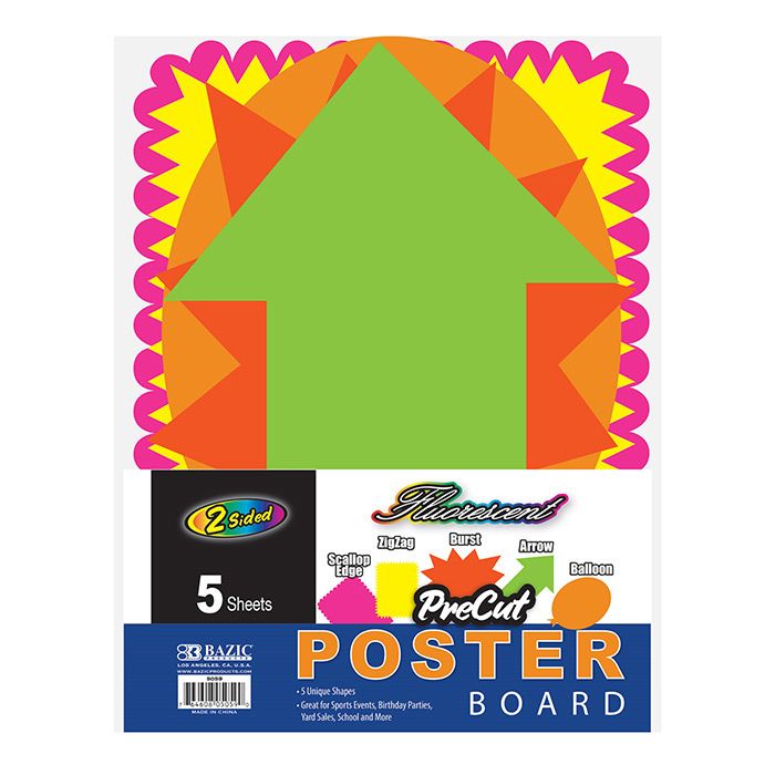 48 pieces of Fluorescent PrE-Cut Poster Board Shapes (5/pack)