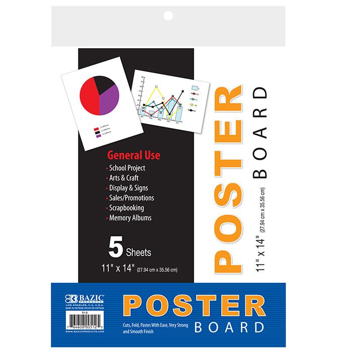 48 pieces of 11" X 14" White Poster Board (5/pack)