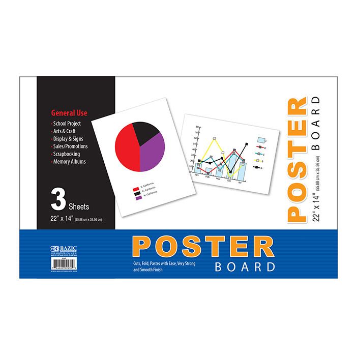 48 pieces of 22" X 14" White Poster Board (5/pack)