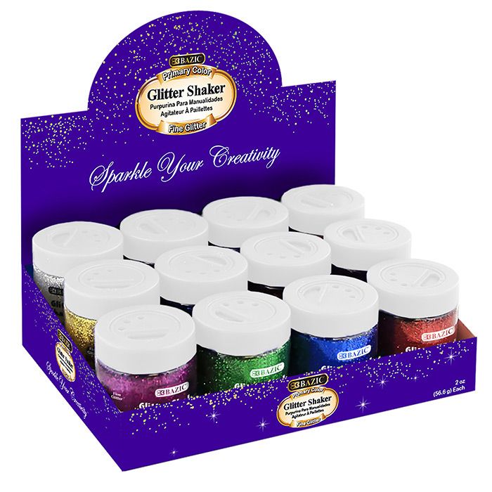 12 pieces of 2 Oz (56.6g) Primary Color Glitter Shaker