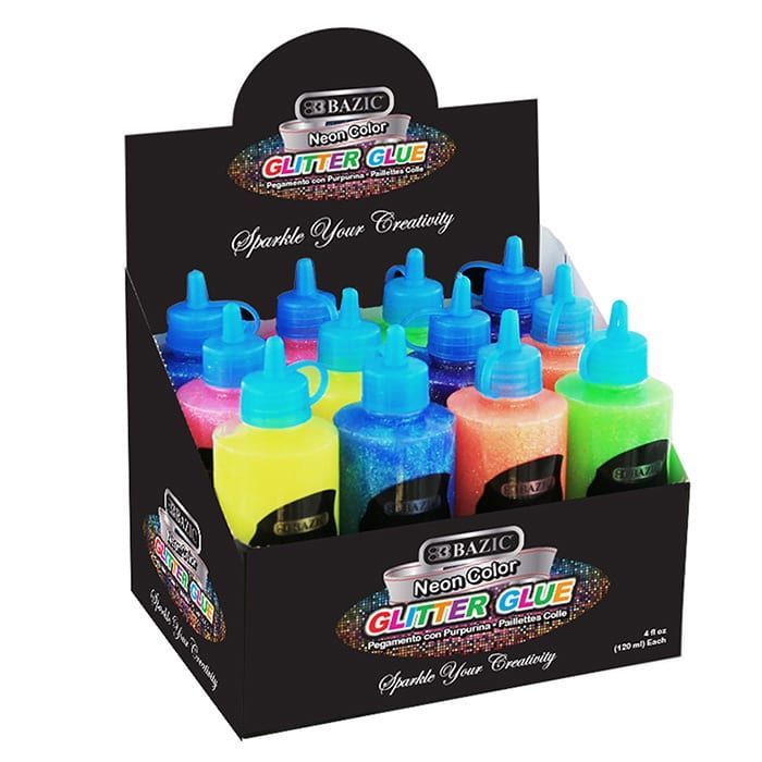 36 Wholesale 4 Fl Oz (120 Ml) Neon Color Glitter Glue at