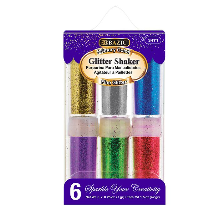 Glitter Shaker Jars Primary Colors 4 Pack - Mazer Wholesale, Inc.