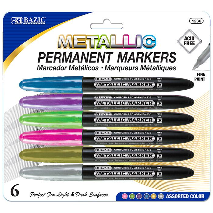12 pieces of 6 Metallic Colors Markers