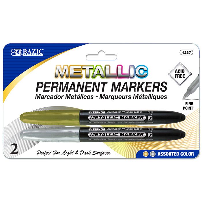 24 pieces of Silver & Gold Metallic Markers (2/pack)