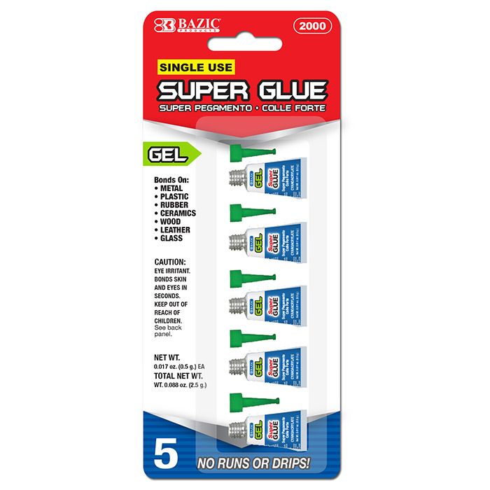 24 Wholesale 0.017 Oz (0.5g) Super Glue Gel (5/pack)