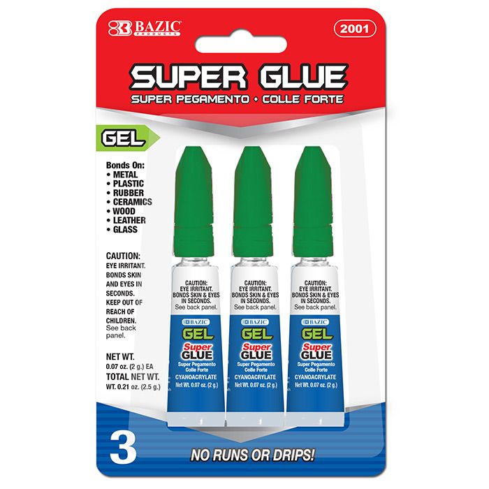24 Wholesale 0.07 Oz (2g) Super Glue Gel (3/pack)