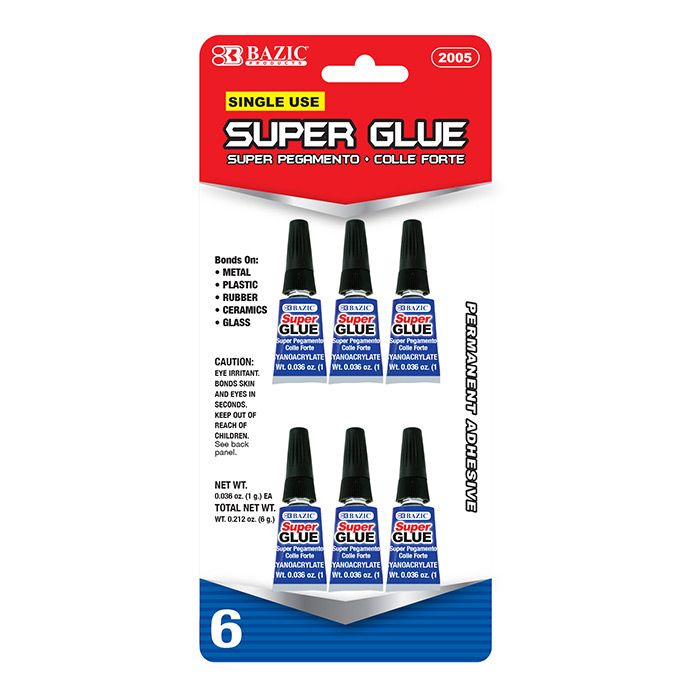 24 Wholesale 0.036 Oz (1g) Single Use Super Glue (6/pack)