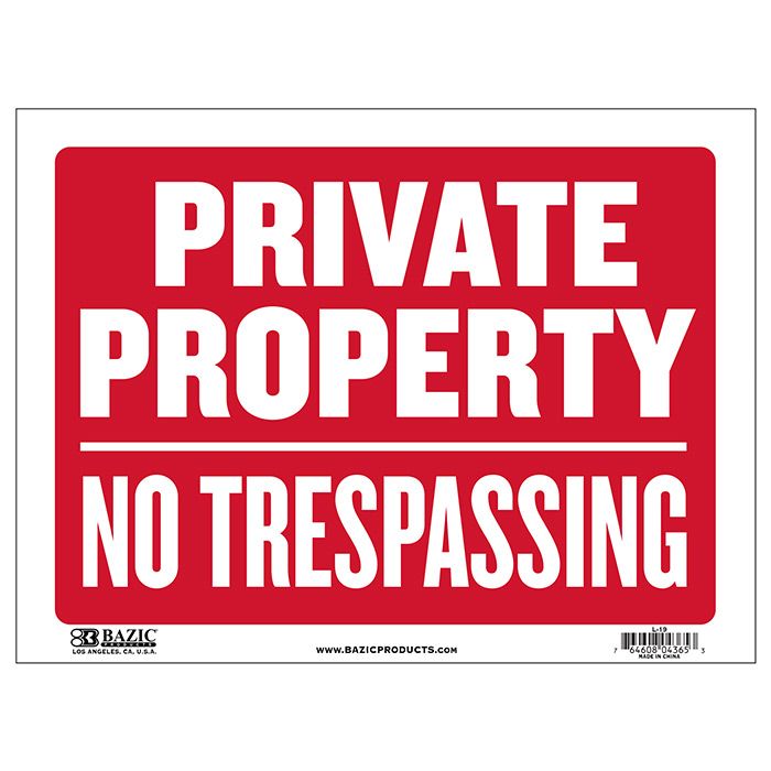 24 pieces of 12" X 16" Private Property No Trespassing Sign
