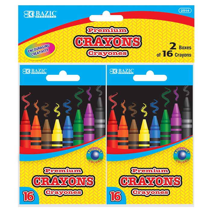 24 Wholesale 16 Color Premium Crayons (2/pack)