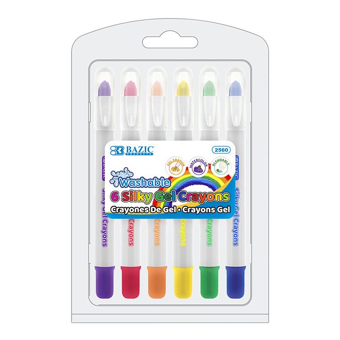 24 Wholesale 6 Color Silky Gel Crayons