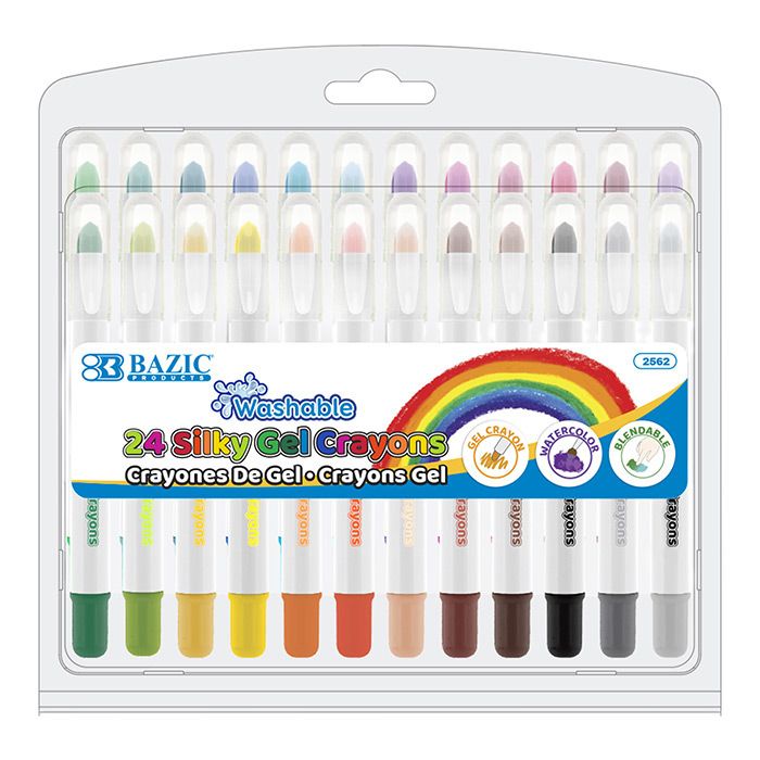 12 Wholesale 24 Color Silky Gel Crayons