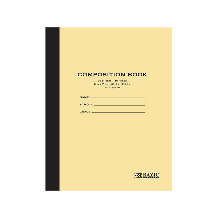 24 Wholesale 20 Ct. 8.5" X 7" Manila Cover Composition Book