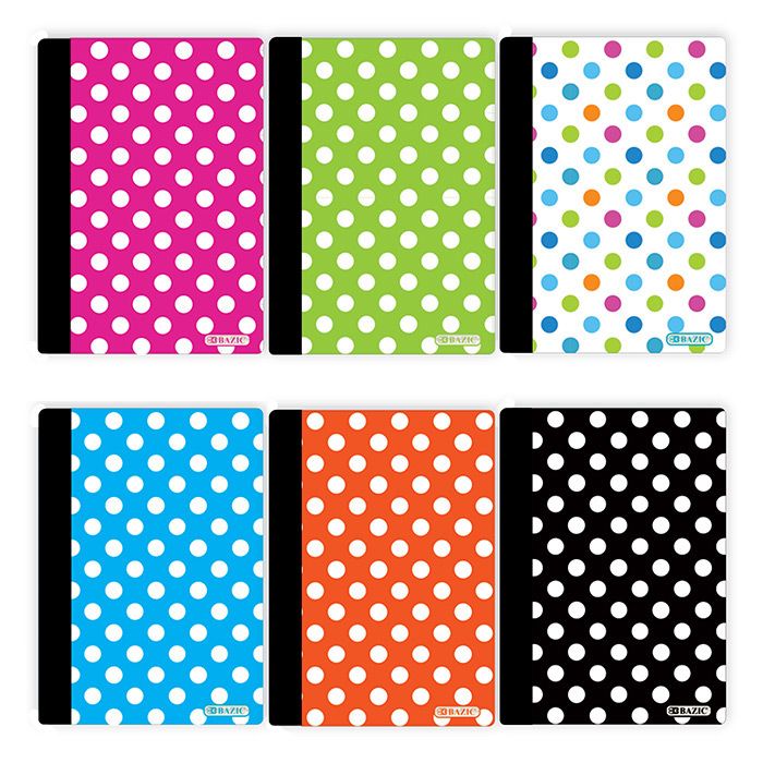 48 Wholesale 80 Ct. 5" X 7" Polka Dot Poly Cover Personal Composition Book