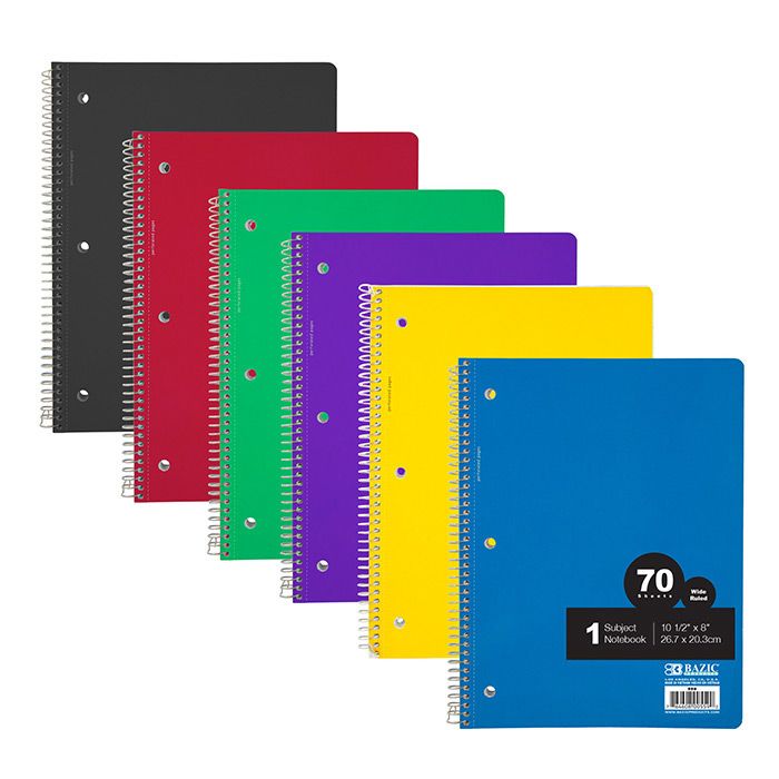 24 Pieces of W/r 70 Ct. 1-Subject Spiral Notebook