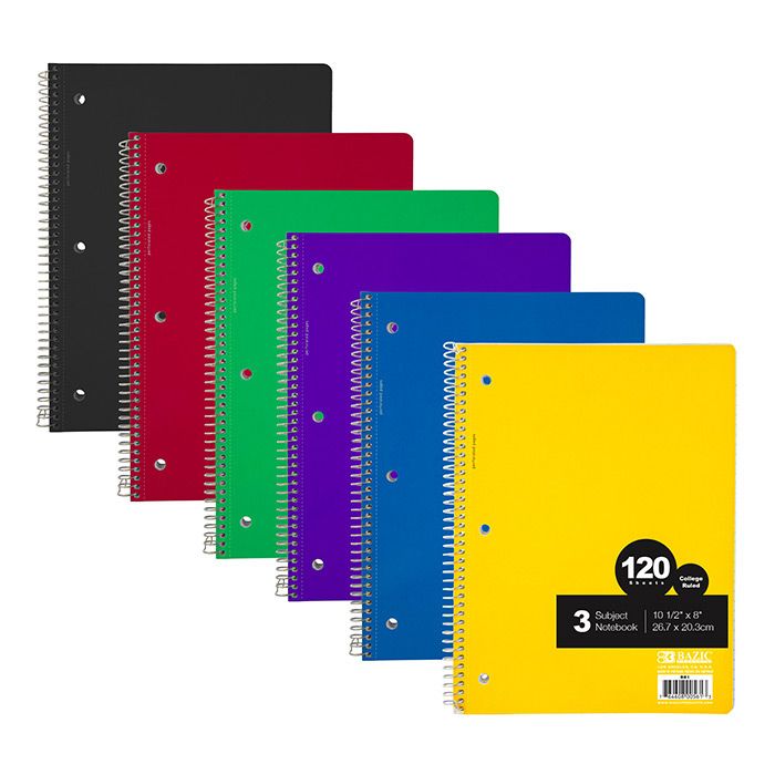 24 pieces of C/r 120 Ct. 3-Subject Spiral Notebook