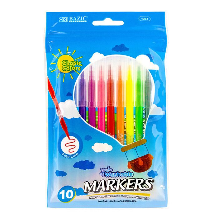 24 Pieces of 10 Colors Fine Line Washable Markers