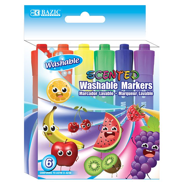 24 Wholesale 6 Colors Washable Scented Markers