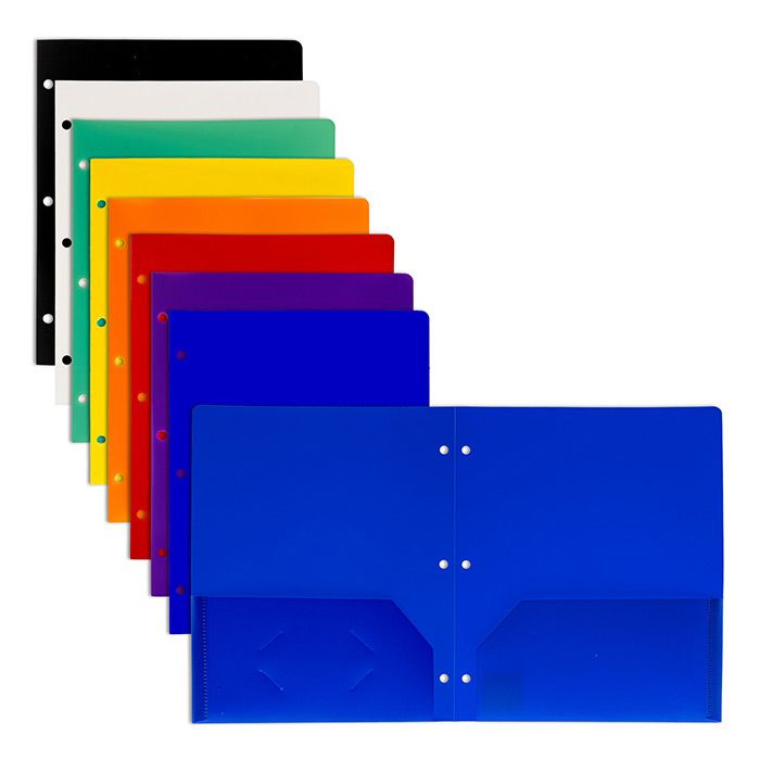 48 pieces of Solid Color 2-Pocket Poly Portfolio
