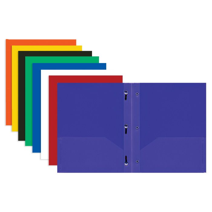 48 pieces of Solid Color 2-Pocket Poly Portfolio W/ 3 Prongs