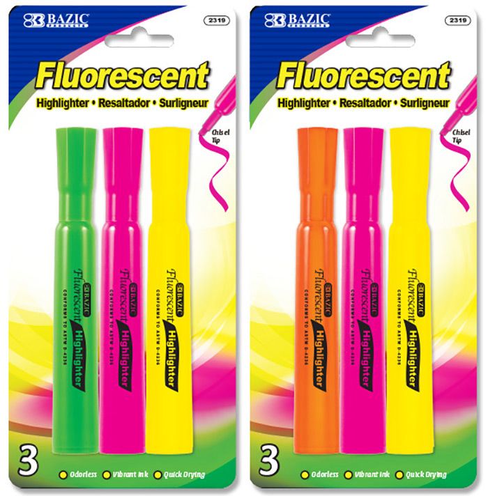 24 pieces of Desk Style Fluorescent Highlighter (3/pack)