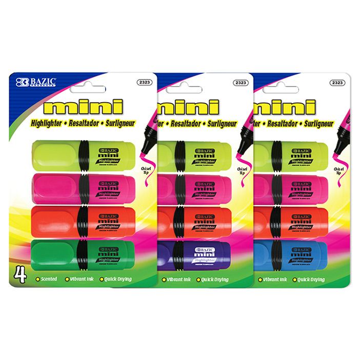 24 pieces of Mini Desk Style Fluorescent Highlighter (4/pack)