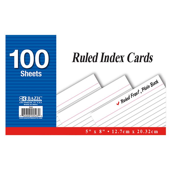 24 pieces of 100 Ct. 5" X 8" Ruled White Index Card