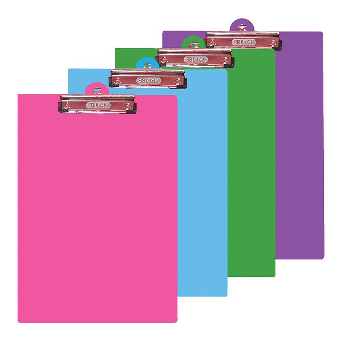 48 pieces of Bright Color Pvc Standard Clipboard W/ Low Profile Clip