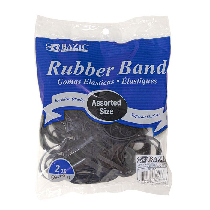 36 pieces of 2 Oz./ 56.70 G Assorted Sizes Black Color Rubber Bands