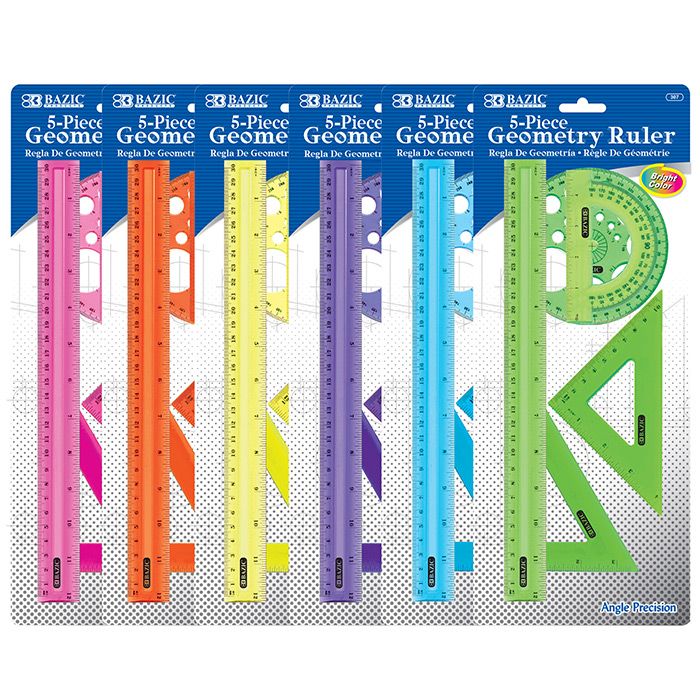 24 Pieces of 5-Piece Geometry Ruler Combination Sets