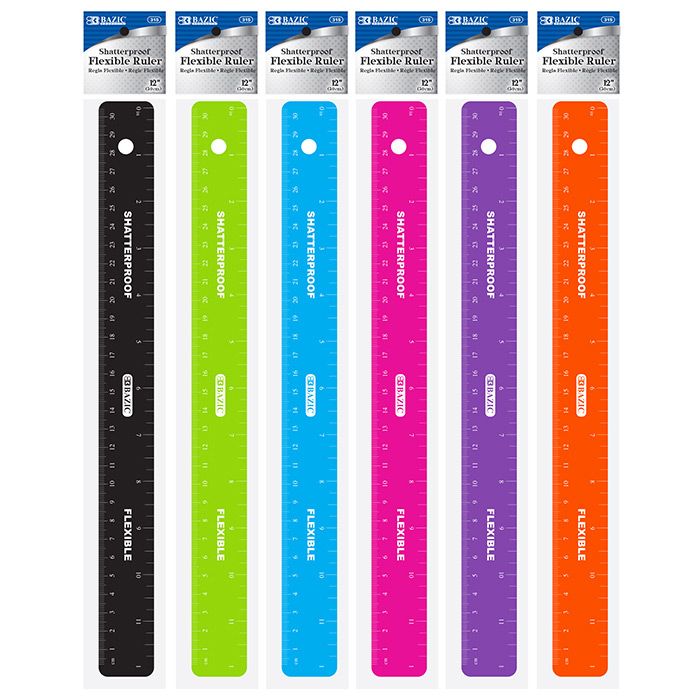 24 pieces of 12" (30cm) Shatterproof Flexible Ruler
