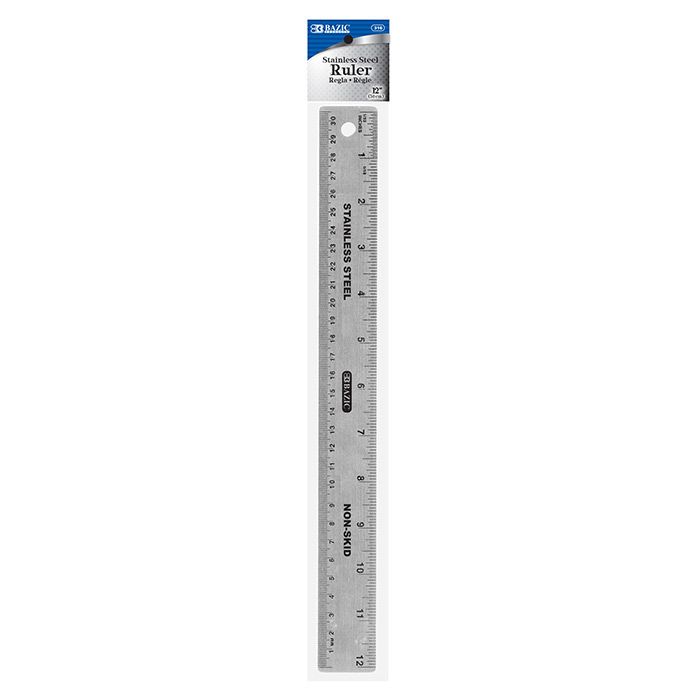 24 Wholesale 12" (30cm) Stainless Steel Ruler W/ Non Skid Back