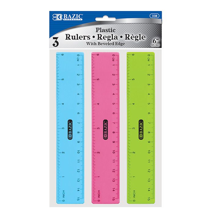 24 Pieces of 6" (15cm) Plastic Ruler (3/pack)