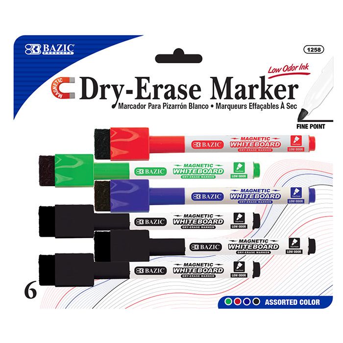 12 Wholesale Assorted Colors DrYErase Markers (6/pack) at