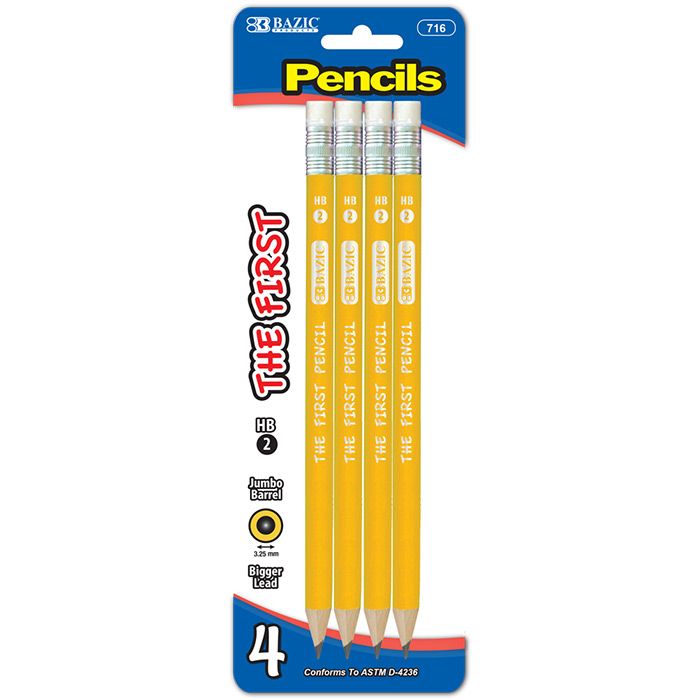 24 Wholesale #2 The First Jumbo Premium Yellow Pencil (4/pack)
