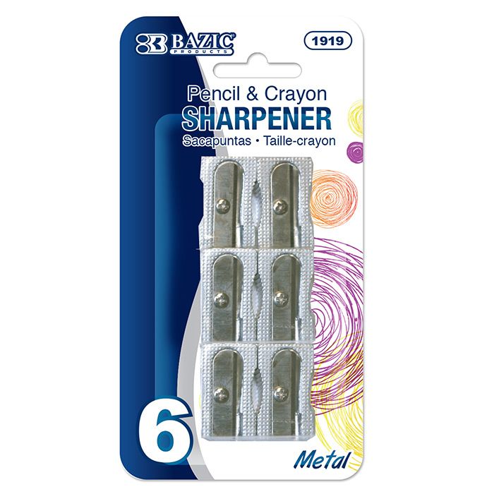 24 pieces of Single Hole Metal Pencil Sharpener (6/pack)