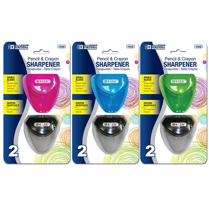 24 Wholesale Dual Blades Sharpener W/ Triangle Receptacle (2/pack)