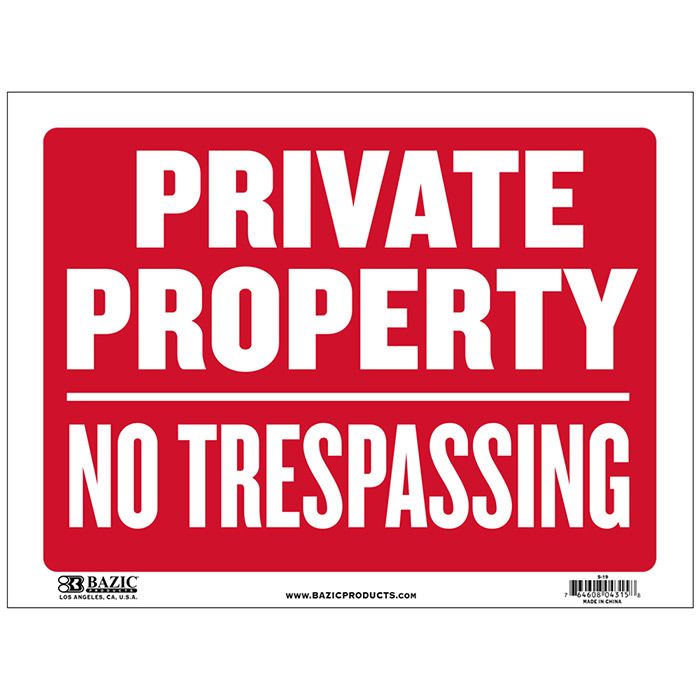 24 Pieces of 9" X 12" Private Property No Trespassing Sign