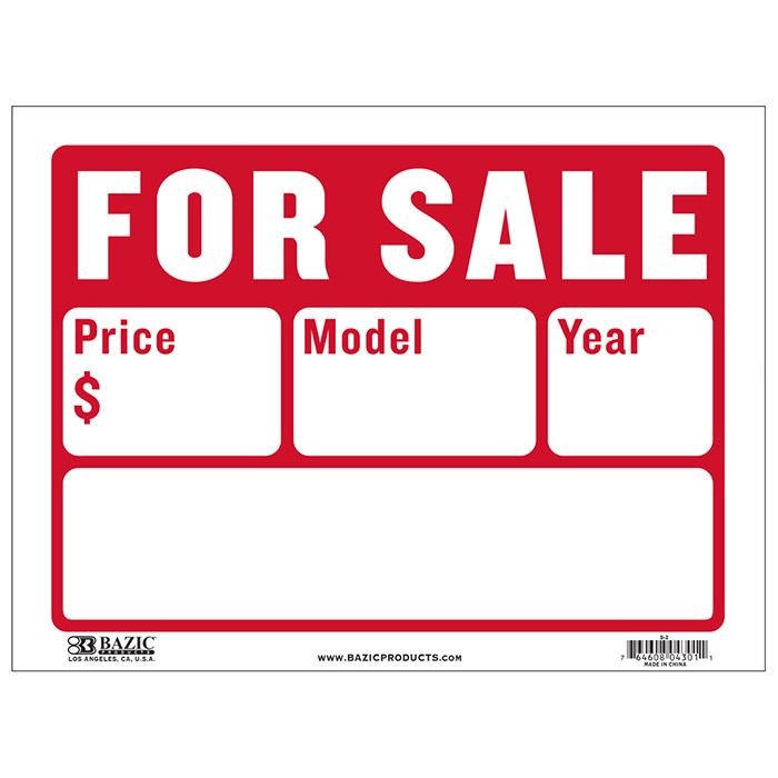 24 pieces of 9" X 12" For Sale Sign (2-Line)