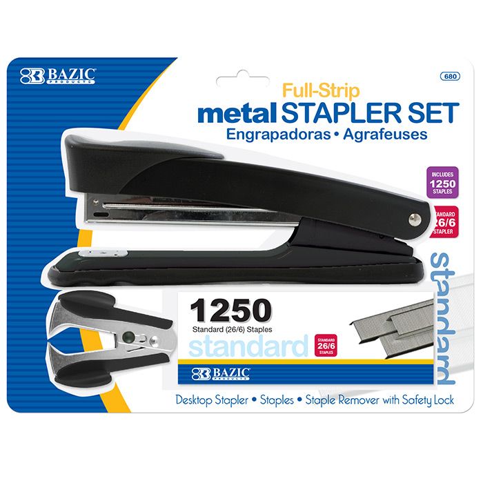 12 Wholesale Metal Full Strip Stapler Set