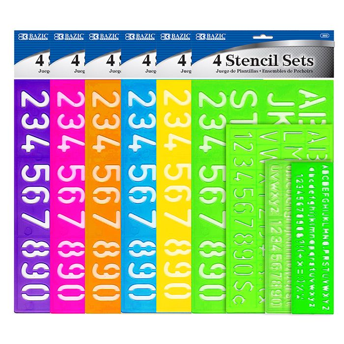 24 Wholesale 8, 10, 20, 30 Mm Size Lettering Stencil Sets (4/pack)