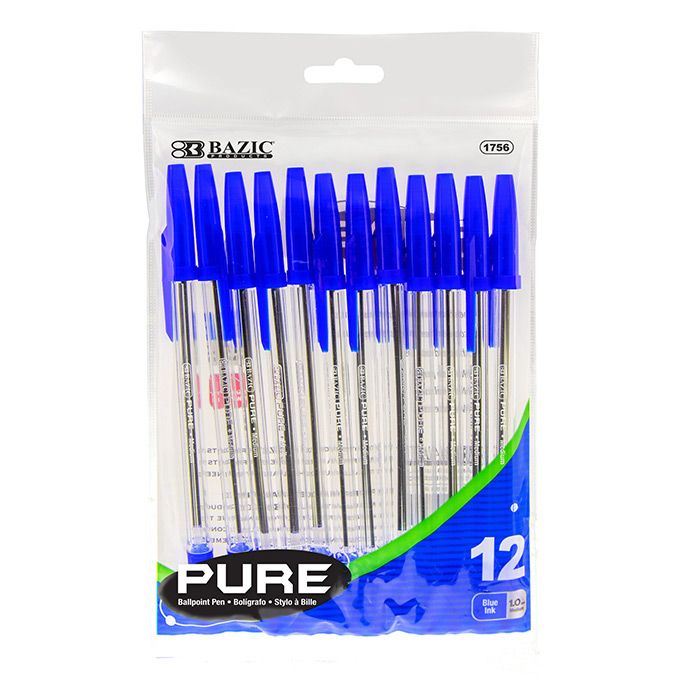 24 Wholesale Pure Blue Stick Pen (12/pack)