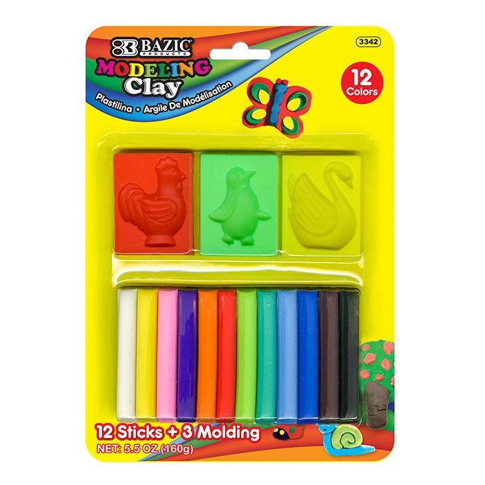 24 pieces of 5.64 Oz (160g) 12 Color Modeling Clay Sticks + 3 Molding