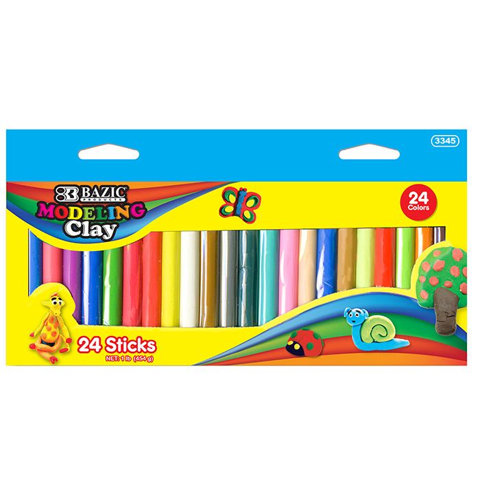24 pieces of 1 Lb 24 Color Modeling Clay Sticks