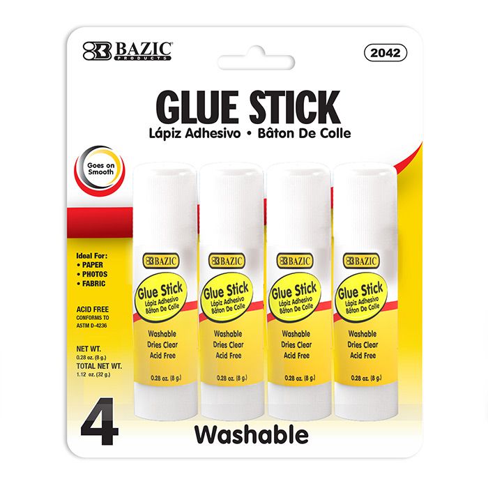 24 Wholesale 0.28 Oz (8g) Glue Stick (4/pack)