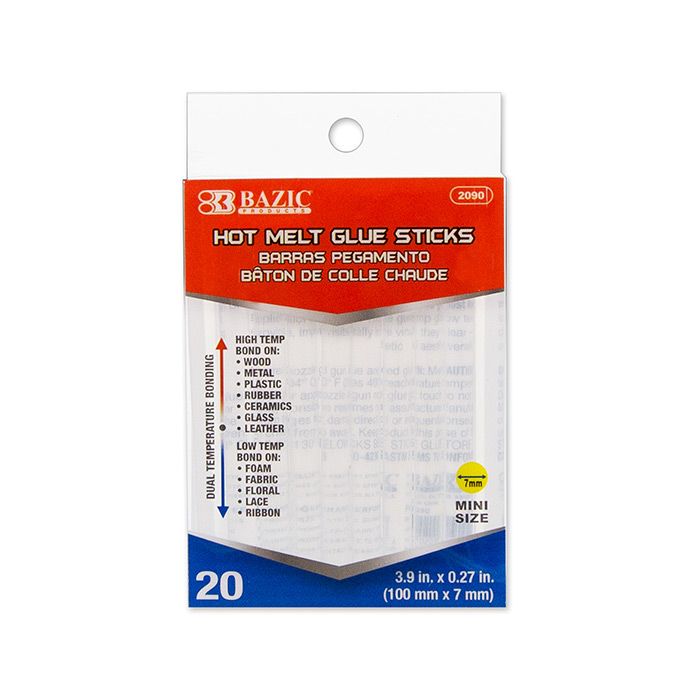 24 Wholesale 3.9" X 0.27" Dual Temp. Mini Hot Melt Glue Sticks (20/box)