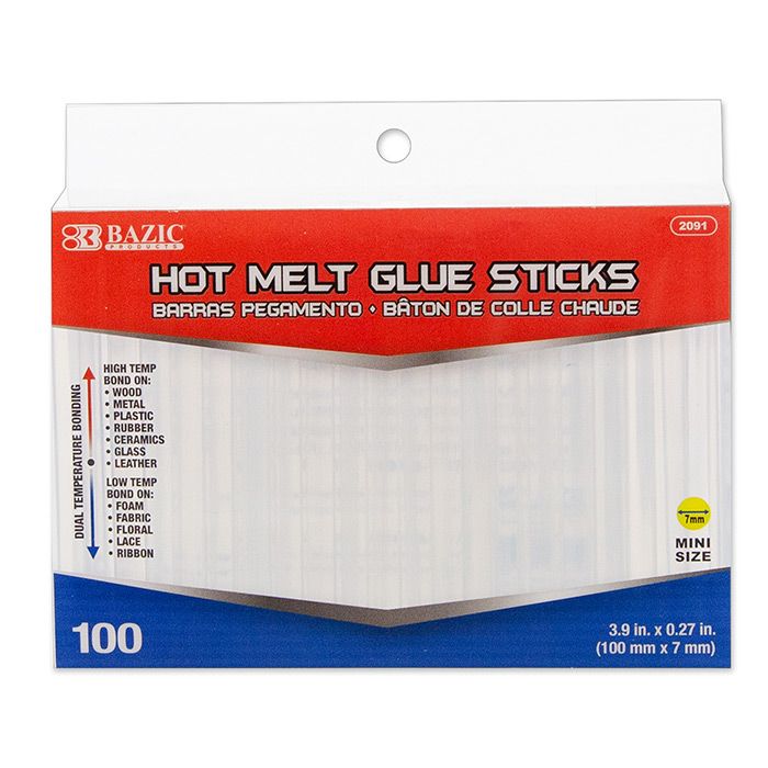 12 Wholesale 3.9" X 0.27" Dual Temp. Mini Hot Melt Glue Sticks (100/box)