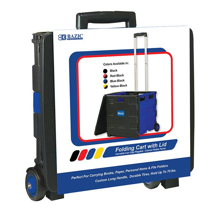 3 Wholesale 16"x18"x15" Blue Folding Cart On Wheels W/lid Cover
