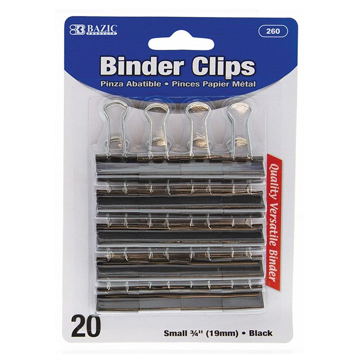 24 pieces of Small 3/4" (19mm) Black Binder Clip (20/pack)