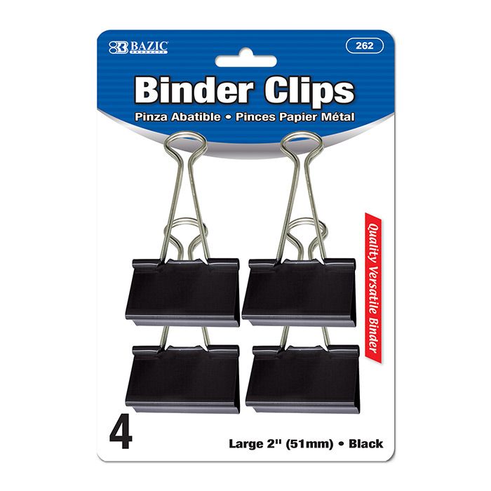 24 pieces of Large 2" (51mm) Black Binder Clip (4/pack)